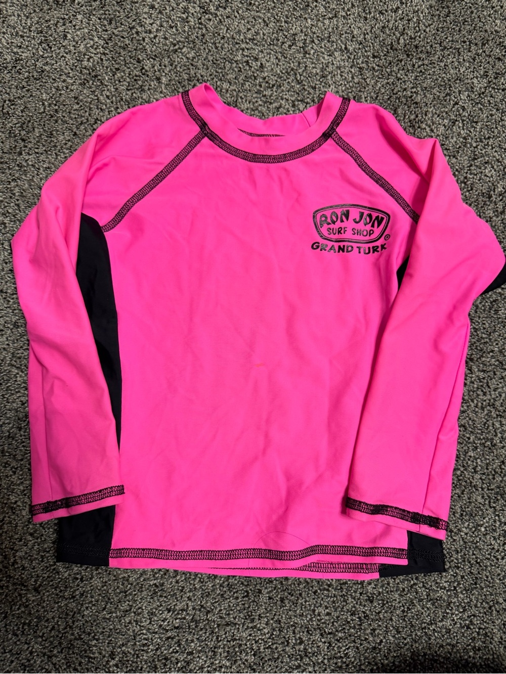 Ron Jon Surf Shop Girls Size 4 Pink/Black Long Sleeve Swim Top Grand Turk